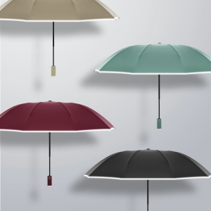 全自動LED燈折疊反向傘車用三折晴雨傘