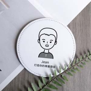 圓形造型創意皮革隔熱杯墊