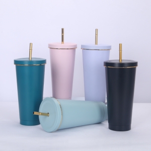 304大容量金邊蓋便攜保溫吸管杯