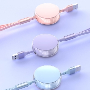 高效120W伸縮數據線三合一充電線