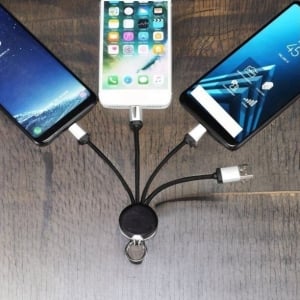 三合一發光多頭多功能數據線鑰匙圈