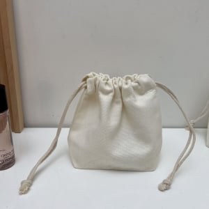 純色簡約帆布立體收納抽繩束口袋