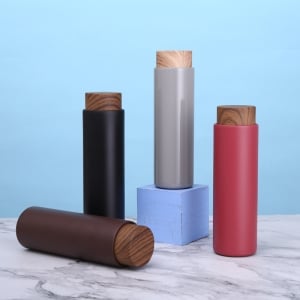 木紋蓋保溫杯304不鏽鋼直身杯簡約運動水杯