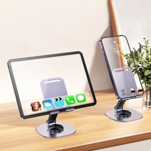 便攜多功能桌面可折疊旋轉全金屬手機支架