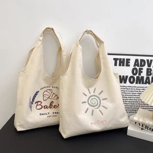 單肩大容量日系環保購物袋帆布包