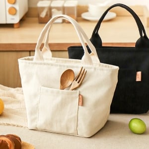 帆布雙層加厚保溫便攜便當袋收納袋