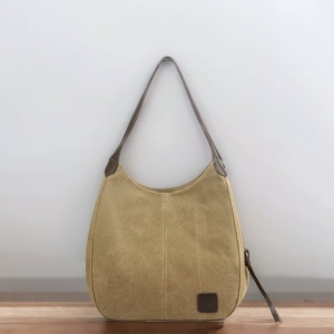 簡約韓版單肩多隔層休閒手提帆布包