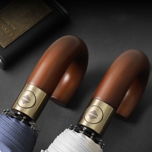 10骨彩膠自動木彎柄防曬雨傘