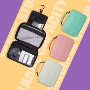 大容量便攜旅行防水乾濕分離三折盥洗包