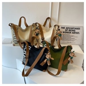 日系托特包大容量單肩斜背手提帆布包包