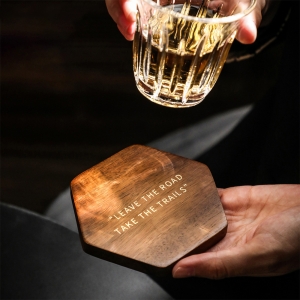 簡約燙金木質隔熱杯墊