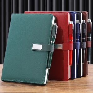 商務搭扣PU皮十字紋筆記本