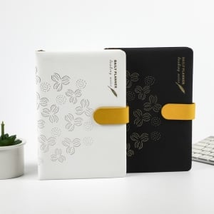 簡約英文年曆本帶扣日程本記事本