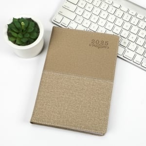 英文年曆本皮面拼接規劃行程本