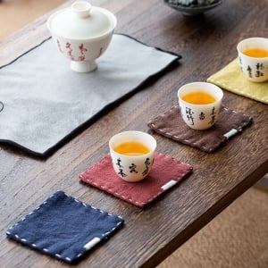 日式禪意方形棉麻隔熱杯墊