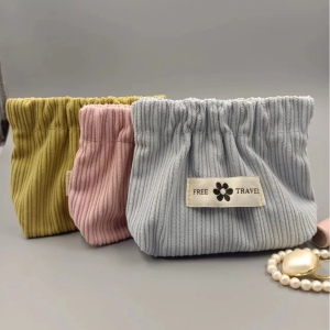 燈芯絨彈片口紅包隨身零錢袋化妝包