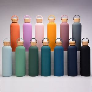 竹蓋霧面手提雙層不鏽鋼保溫瓶1000ml