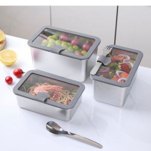 304不鏽鋼可微波簡約風便當盒