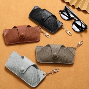 簡約皮革太陽眼鏡盒便攜可掛式