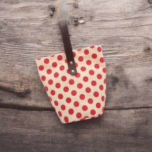 小清新波點帆布水桶包可愛 ins風手提包