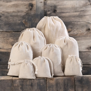 棉麻布抽繩束口袋