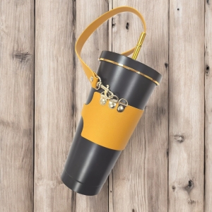 可調節PU皮革手提咖啡杯套