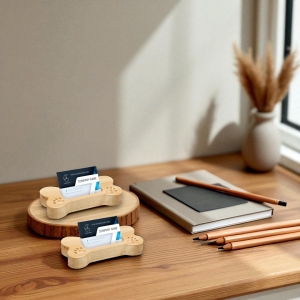 實木狗骨頭造型名片夾