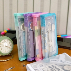 A6透明斜紋文件文具收納包