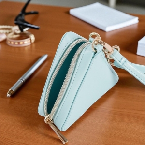 可掛式耐髒PU皮三角口紅迷你零錢包