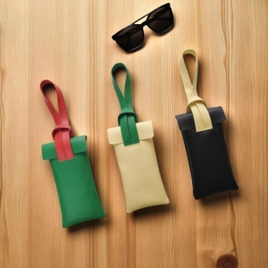 撞色系皮革眼鏡收納包