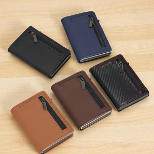 RFID男士高級防盜刷皮質卡包