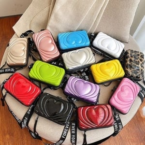 愛心型紋硬殼化妝收納包