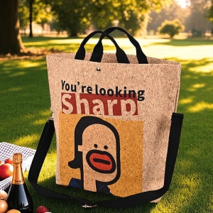 復古木紋軟木手提可背休閒包