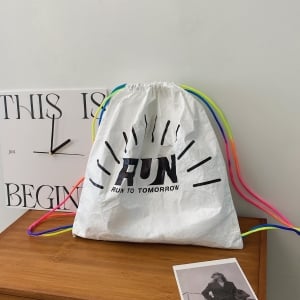 輕便抽杜邦紙束口繩雙肩背包