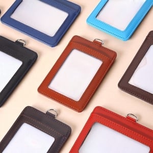 優質高品味皮革掛繩真皮證件套訂製LOGO