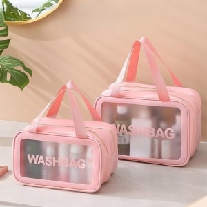 便攜式透明手提防水旅行洗漱包化妝品收納包