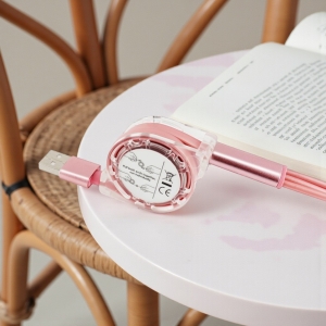 小清新一拖三伸縮數據線