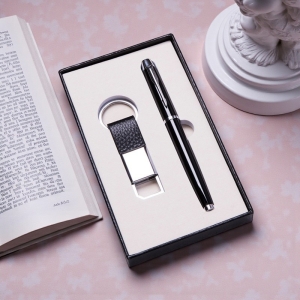 不鏽鋼皮革鑰匙圈簽字筆禮盒