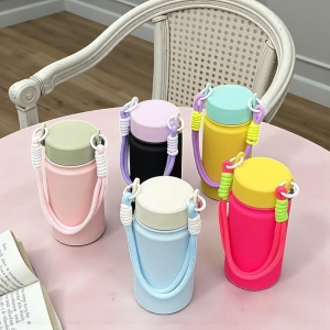 316廣口便攜手提繩不鏽鋼運動水壺