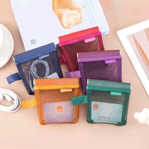 小巧便攜彈片開口網紗收納袋