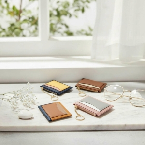 撞色多卡位鑰匙扣拉鏈零錢包