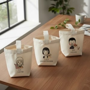 極簡純色帆布單手提飲料收納袋