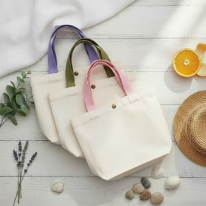 文青風純色帆布手提輕便收納提袋