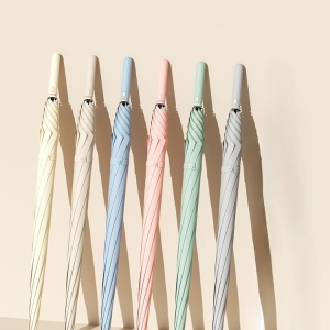 簡約純色長柄抗風雨加大加厚雨傘