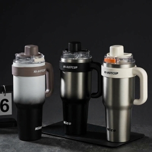 大容量陶瓷塗層內膽吸管保溫杯