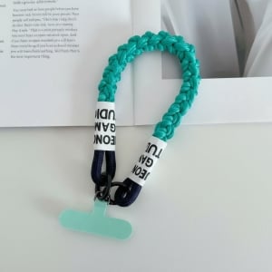 多功能撞色字母標編織手腕手機掛繩