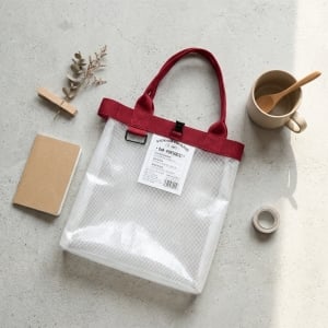 日系極簡大容量網格透明手提收納購物袋