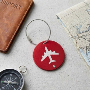 高質感圓型金屬飛機行李吊牌