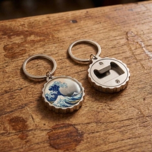 金屬彩印啤酒蓋開瓶器鑰匙扣