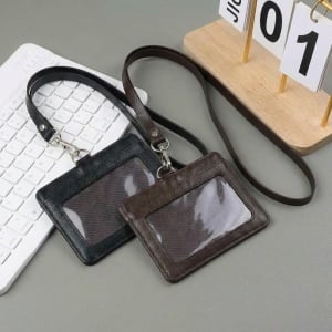 高質感荔枝紋皮質證件吊牌掛繩
